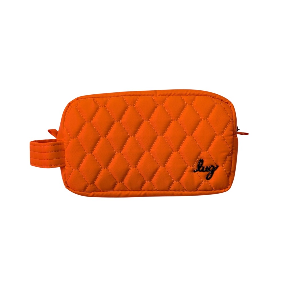 Lug‎ Bolt Mini Quilted Zip Pouch Cosmetic Travel Bag Orange NWOT